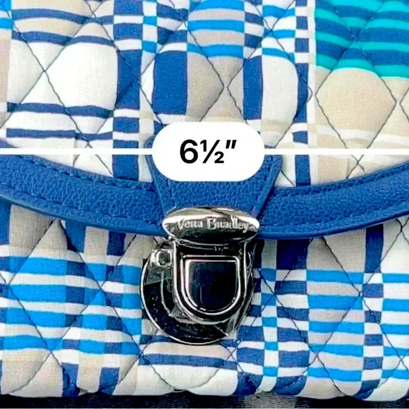 🆕 Vera Bradley Ultimate Wristlet in Signature Cotton Santiago Woven w/ Navy - Picture 11 of 13